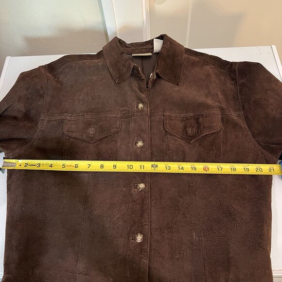 Liz Claiborne Pig Suede Button Jacket Brown Women's Size 12 - Picture 8 of 9
